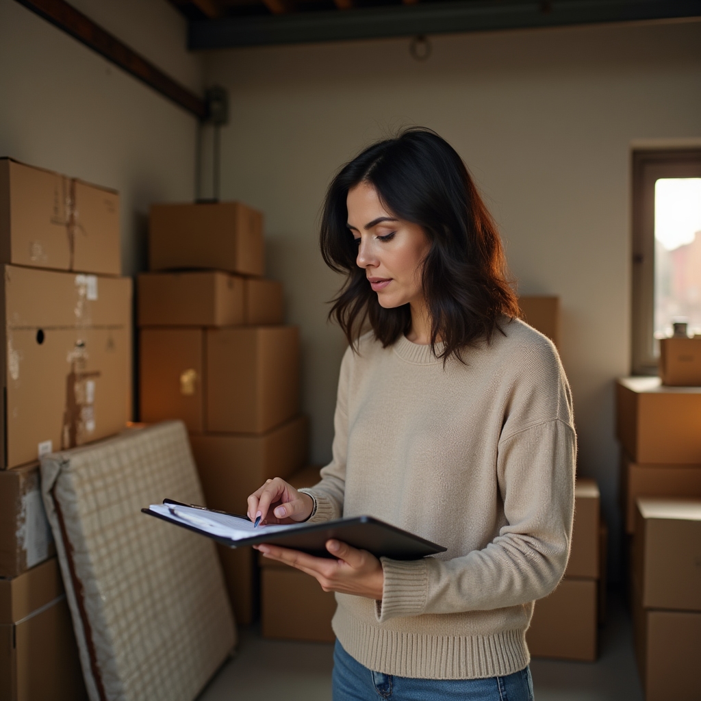 Cajas y muebles ordenados dentro de un depósito ofrecido como guardamuebles