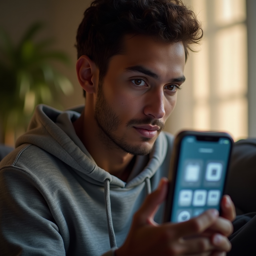 Persona usando una aplicación móvil para gestionar una publicación de alquiler de espacio
